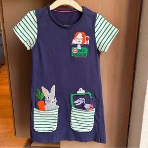 Mini Boden style girls veterinarian jersey cotton dress Size 3-4